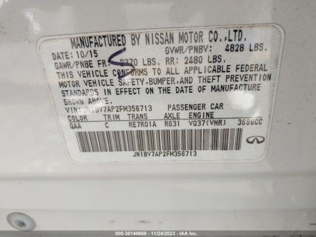 Photo 8 VIN: JN1BV7AP2FM356713 - INFINITI Q50 