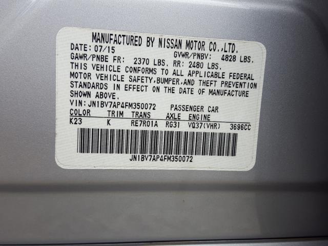 Photo 9 VIN: JN1BV7AP4FM350072 - INFINITI Q50 BASE 