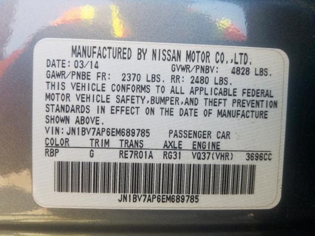 Photo 9 VIN: JN1BV7AP6EM689785 - INFINITI Q50 BASE 