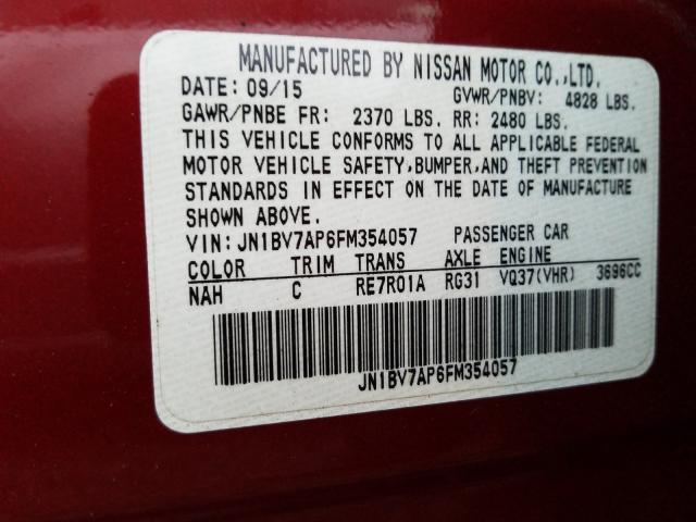 Photo 9 VIN: JN1BV7AP6FM354057 - INFINITI Q50 BASE 