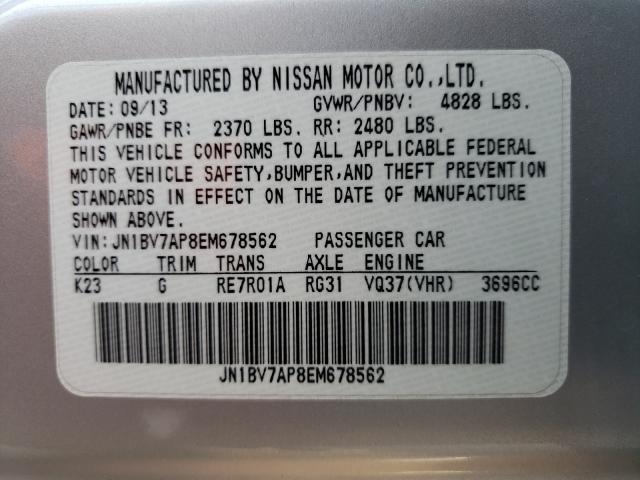 Photo 9 VIN: JN1BV7AP8EM678562 - INFINITI Q50 BASE 