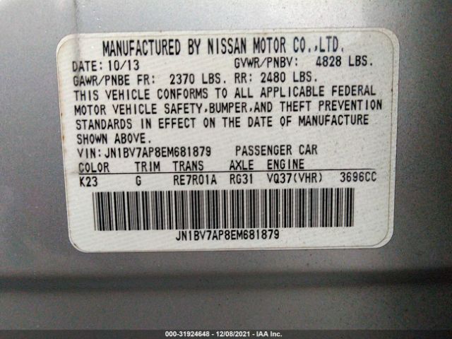 Photo 8 VIN: JN1BV7AP8EM681879 - INFINITI Q50 