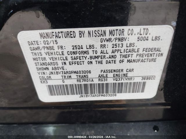 Photo 8 VIN: JN1BV7AR0FM403206 - INFINITI Q50 