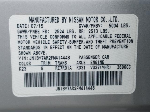 Photo 9 VIN: JN1BV7AR2FM414448 - INFINITI Q50 BASE 