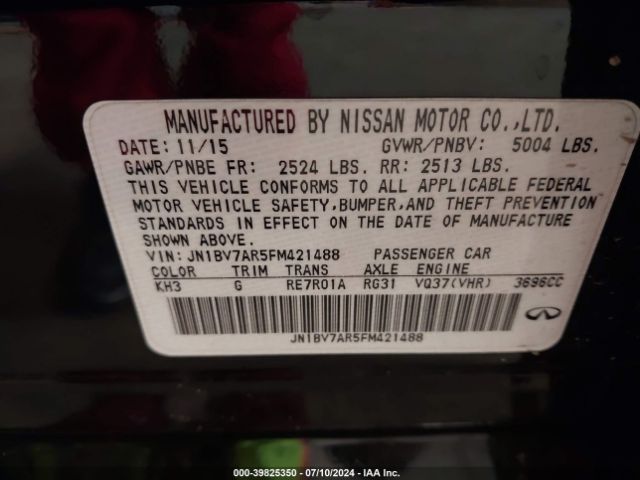 Photo 8 VIN: JN1BV7AR5FM421488 - INFINITI Q50 