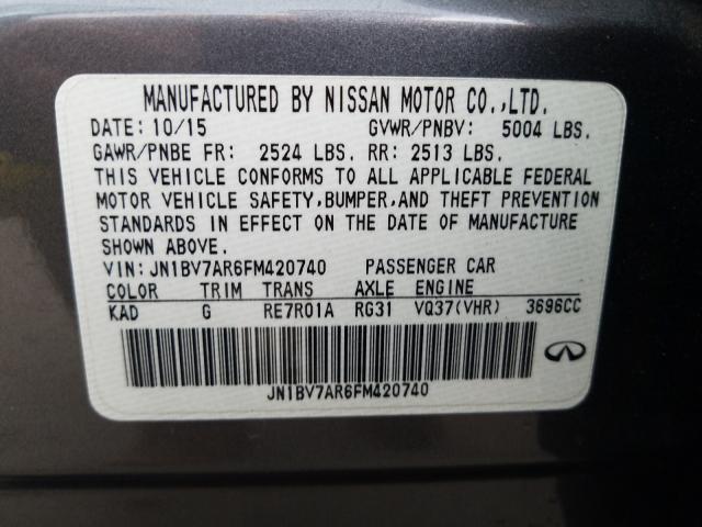 Photo 9 VIN: JN1BV7AR6FM420740 - INFINITI Q50 BASE 