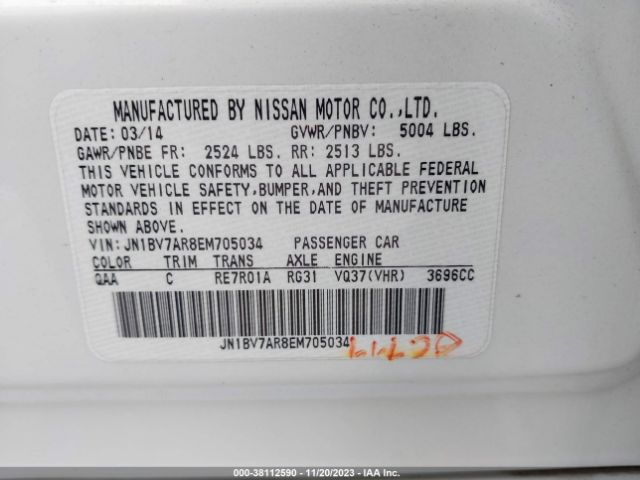 Photo 8 VIN: JN1BV7AR8EM705034 - INFINITI Q50 