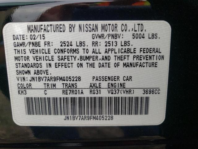 Photo 9 VIN: JN1BV7AR9FM405228 - INFINITI Q50 BASE 