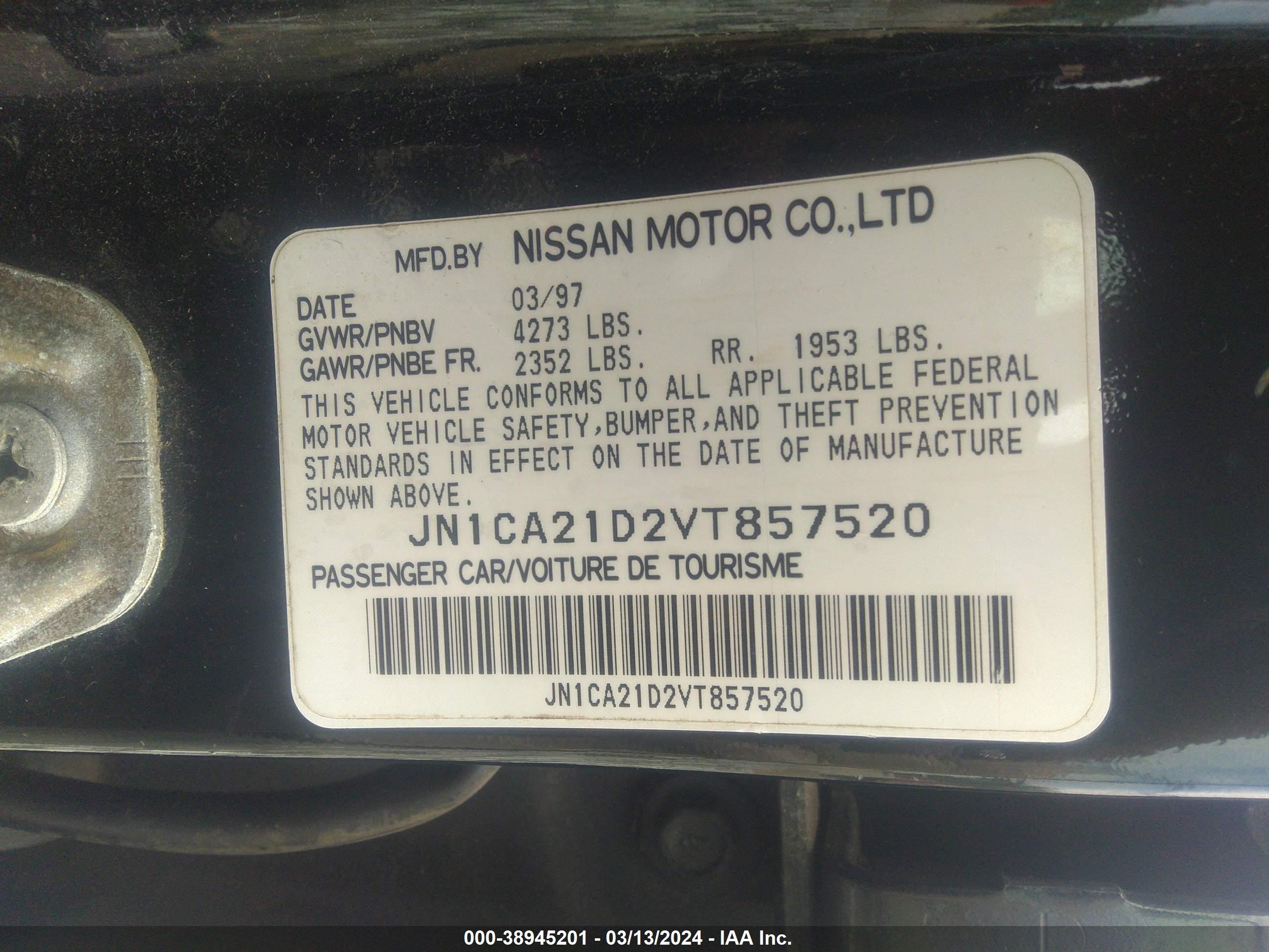 Photo 8 VIN: JN1CA21D2VT857520 - NISSAN MAXIMA 