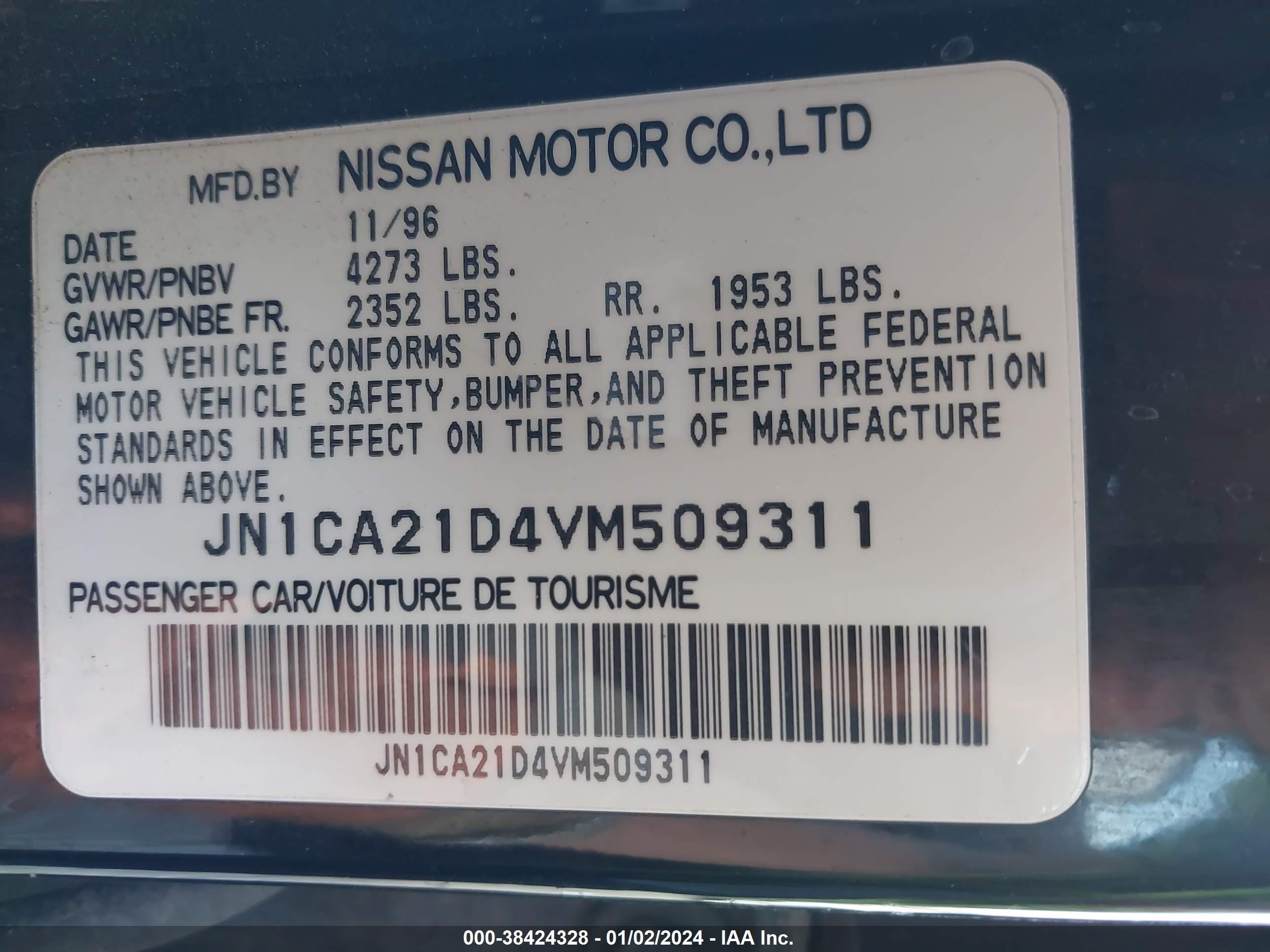 Photo 8 VIN: JN1CA21D4VM509311 - NISSAN MAXIMA 