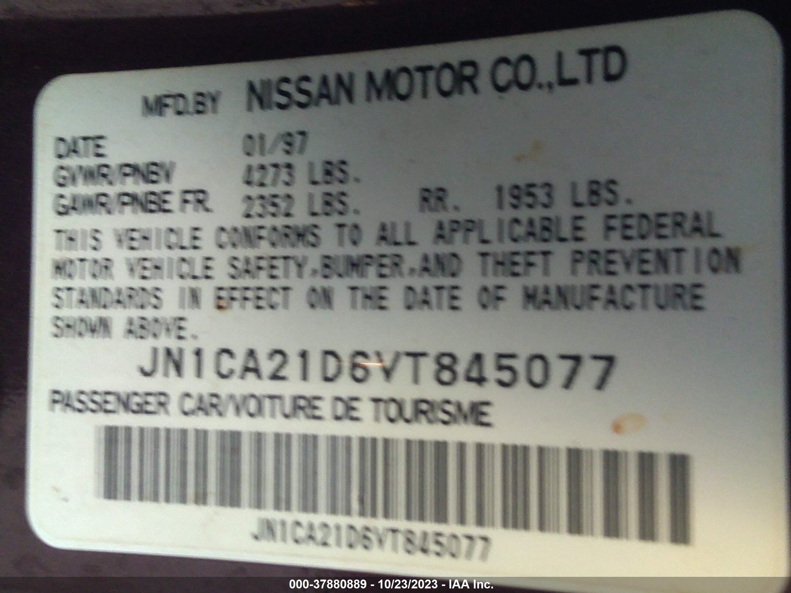 Photo 8 VIN: JN1CA21D6VT845077 - NISSAN MAXIMA 