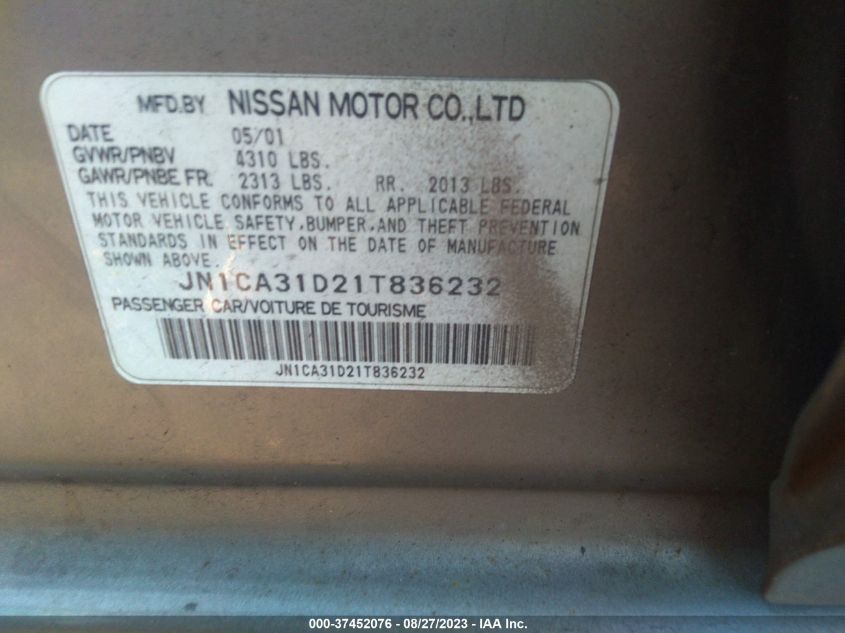 Photo 8 VIN: JN1CA31D21T836232 - NISSAN MAXIMA 