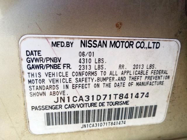 Photo 9 VIN: JN1CA31D71T841474 - NISSAN MAXIMA GXE 