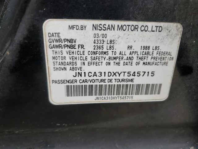 Photo 11 VIN: JN1CA31DXYT545715 - NISSAN MAXIMA GLE 