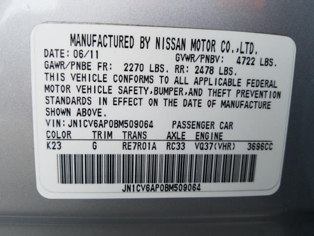 Photo 9 VIN: JN1CV6AP0BM509064 - INFINITI G37 BASE 