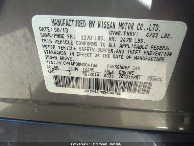 Photo 8 VIN: JN1CV6AP0DM304184 - INFINITI G37 SEDAN 