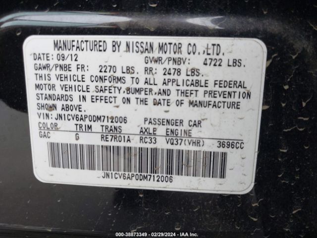 Photo 8 VIN: JN1CV6AP0DM712006 - INFINITI G37 