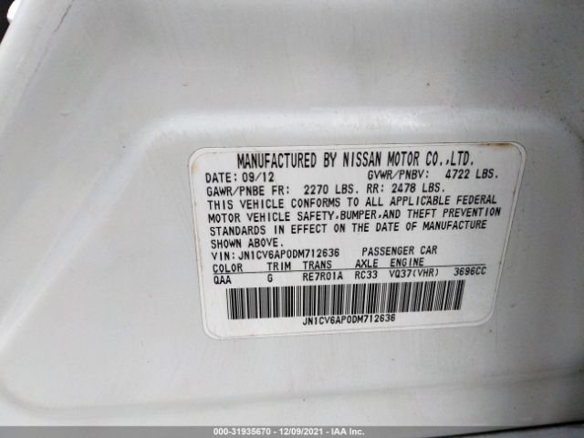 Photo 8 VIN: JN1CV6AP0DM712636 - INFINITI G37 SEDAN 