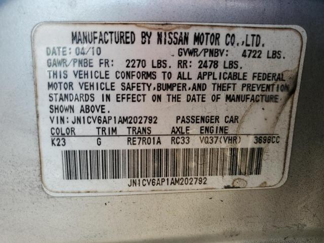 Photo 11 VIN: JN1CV6AP1AM202792 - INFINITI G37 BASE 