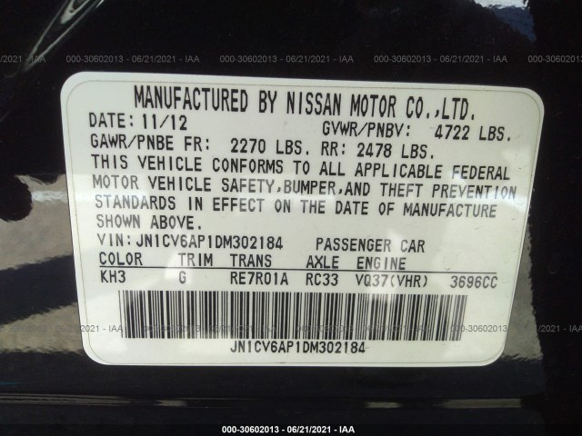 Photo 8 VIN: JN1CV6AP1DM302184 - INFINITI G37 SEDAN 