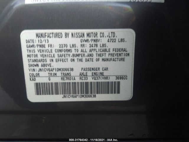 Photo 8 VIN: JN1CV6AP1DM306638 - INFINITI G37 SEDAN 