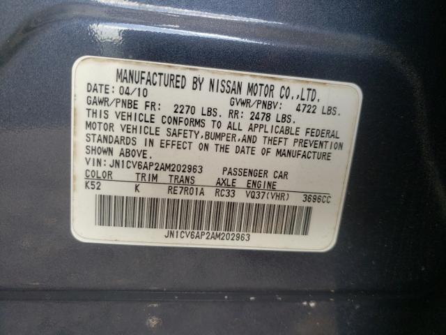 Photo 9 VIN: JN1CV6AP2AM202963 - INFINITI G37 BASE 