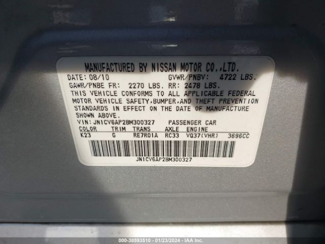 Photo 8 VIN: JN1CV6AP2BM300327 - INFINITI G37 