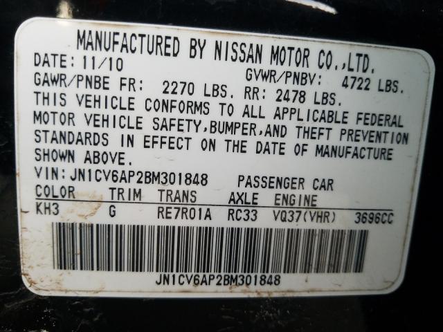 Photo 9 VIN: JN1CV6AP2BM301848 - INFINITI G37 BASE 