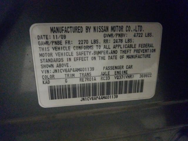 Photo 9 VIN: JN1CV6AP4AM401139 - INFINITI G37 BASE 