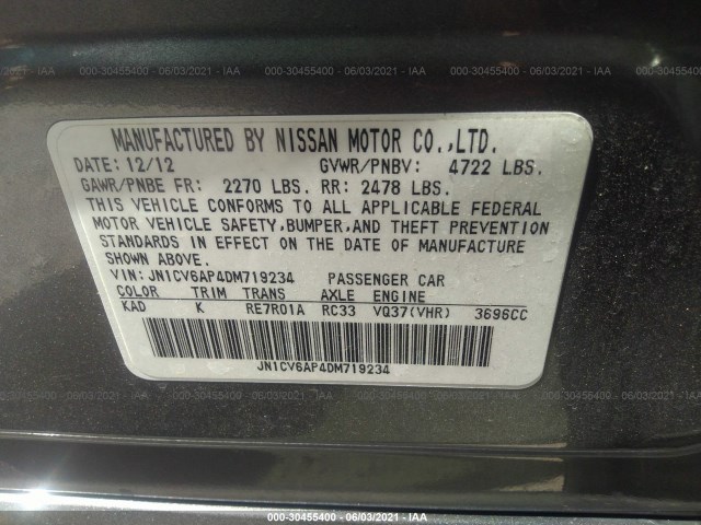 Photo 8 VIN: JN1CV6AP4DM719234 - INFINITI G37 SEDAN 