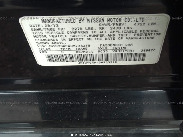 Photo 8 VIN: JN1CV6AP4DM723218 - INFINITI G37 SEDAN 