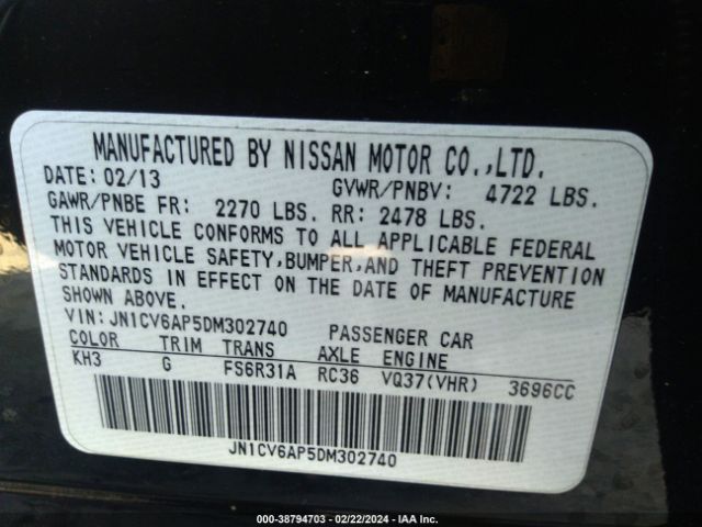 Photo 8 VIN: JN1CV6AP5DM302740 - INFINITI G37 