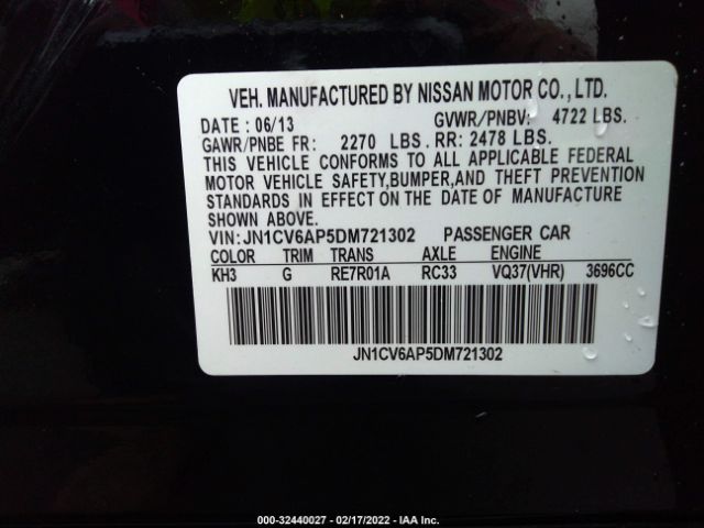 Photo 8 VIN: JN1CV6AP5DM721302 - INFINITI G37 SEDAN 