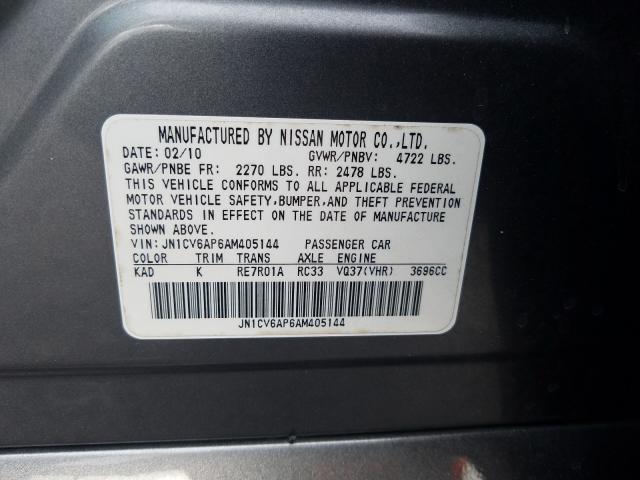 Photo 9 VIN: JN1CV6AP6AM405144 - INFINITI G37 BASE 