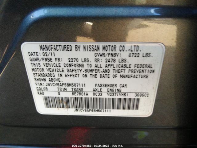 Photo 8 VIN: JN1CV6AP6BM507111 - INFINITI G37 SEDAN 