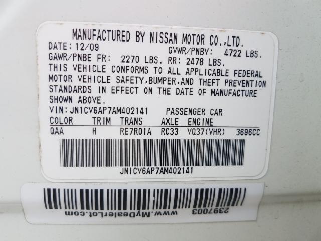 Photo 9 VIN: JN1CV6AP7AM402141 - INFINITI G37 BASE 