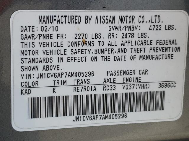 Photo 9 VIN: JN1CV6AP7AM405296 - INFINITI G37 BASE 