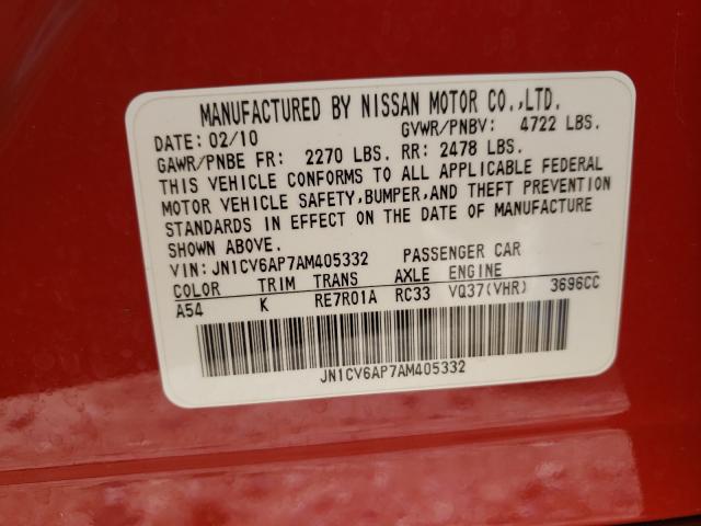 Photo 9 VIN: JN1CV6AP7AM405332 - INFINITI G37 BASE 