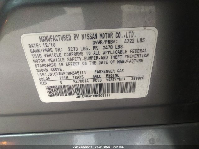 Photo 8 VIN: JN1CV6AP7BM505111 - INFINITI G37 SEDAN 