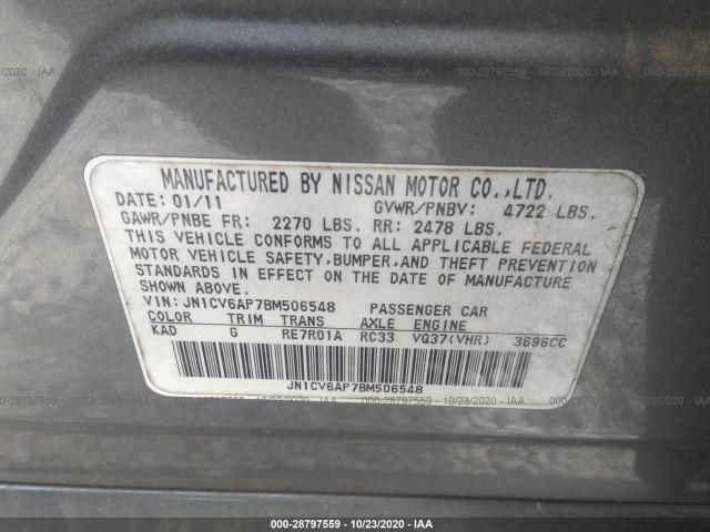 Photo 8 VIN: JN1CV6AP7BM506548 - INFINITI G37 SEDAN 