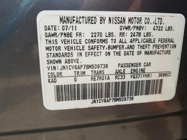 Photo 9 VIN: JN1CV6AP7BM509739 - INFINITI G37 BASE 