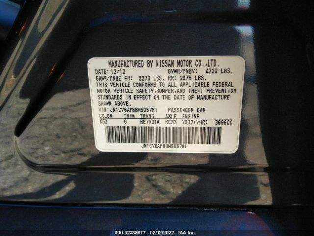 Photo 8 VIN: JN1CV6AP8BM505781 - INFINITI G37 SEDAN 