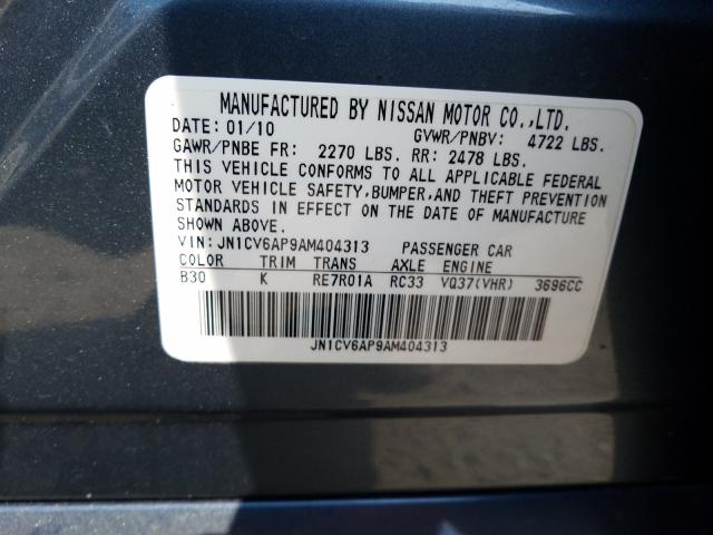 Photo 9 VIN: JN1CV6AP9AM404313 - INFINITI G37 BASE 