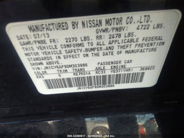 Photo 8 VIN: JN1CV6AP9DM303986 - INFINITI G37 SEDAN 