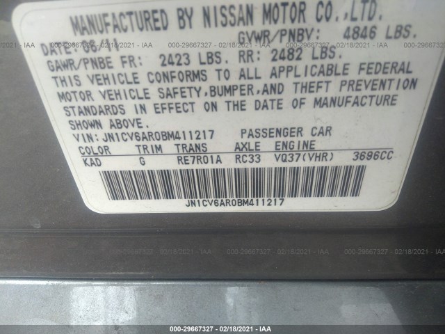 Photo 8 VIN: JN1CV6AR0BM411217 - INFINITI G37 SEDAN 