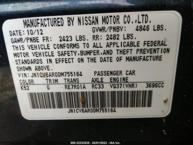 Photo 8 VIN: JN1CV6AR0DM755164 - INFINITI G37 SEDAN 