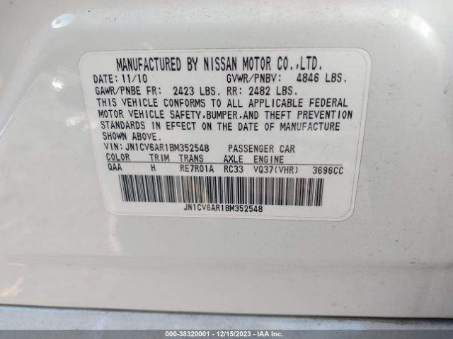 Photo 8 VIN: JN1CV6AR1BM352548 - INFINITI G37X 