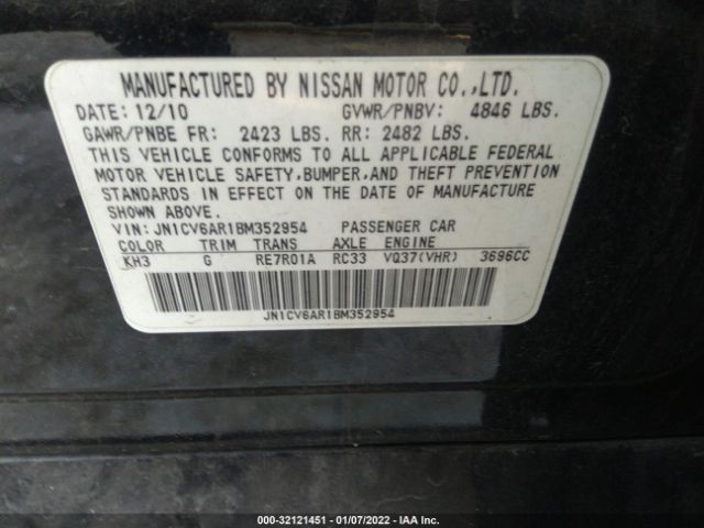 Photo 8 VIN: JN1CV6AR1BM352954 - INFINITI G37 SEDAN 