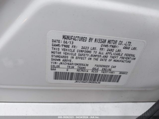 Photo 8 VIN: JN1CV6AR1DM355436 - INFINITI G37X 