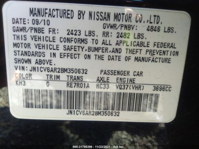 Photo 8 VIN: JN1CV6AR2BM350632 - INFINITI G37 SEDAN 